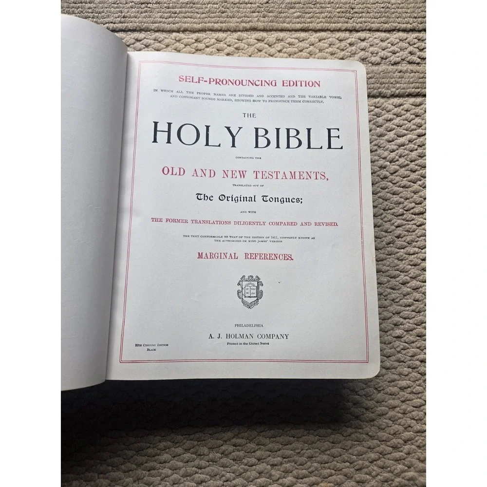 Large Masonic Edition Holy Bible 1932 A.J. Holman Co. 1200+ Pages - Picture 7 of 16